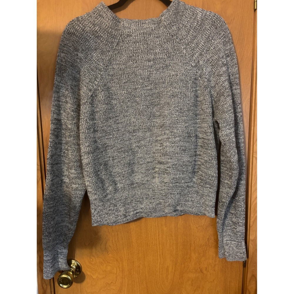 Free People Womens Grey Marled Knit Cropped Raglan Sleeve Sweater Size Large